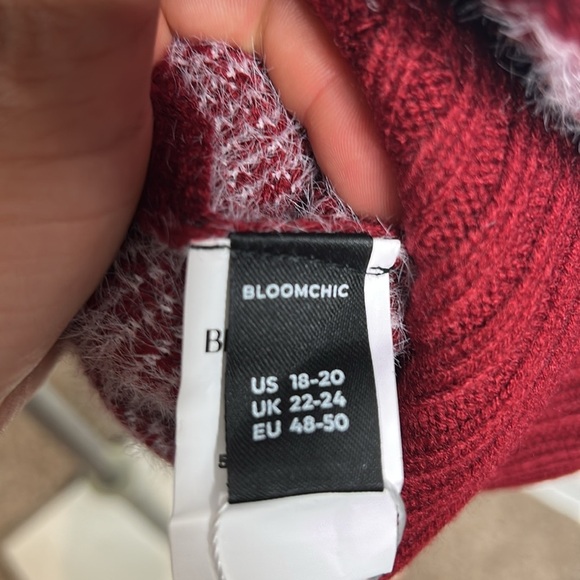 BloomChic Burgundy Snowflake Sweater Holiday Snow US 18-20 - Picture 3 of 7